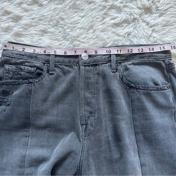 Frame Jeans Denim Nouveau Le Mix Straight Leg Crop Distressed Raw Hem Gray 32 - Picture 12 of 14